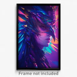 Art Poster - Woman Feeling Self Caring Wearing Loud Multiple Wings (Print)