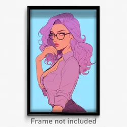 Anime Art Poster - Woman Feeling Puzzled Wearing Beautiful Purple Ves (Print)