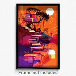 Art Poster - Simplistic Farm (Psychedelic Trippy Weird 11x17 Print)