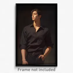 Anime Art Poster - Man Feeling Joy Wearing Arrogant Black Shirt