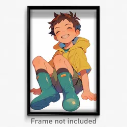 Anime Art Poster - Boy Feeling Passion Wearing Tidy Knee Boots (Print)