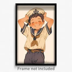 Art Poster - Boy Feeling Cowardly Wearing Sturdy Anchor Hair Ornament (Print)