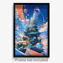Art Poster - Cloudy Christmas (Psychedelic Trippy Weird 11x17 Print)