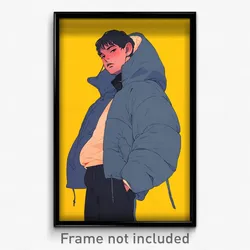 Art Poster - Boy Feeling Insulted Wearing Agile Hooded Jacket (Print)