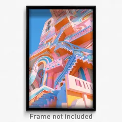 Art Poster - Virtual Spanish Architecture (Psychedelic Trippy Weird 11x17 Print)