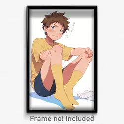 Anime Art Poster - Man Feeling Enjoyment Wearing Simple Yellow Socks (Print)