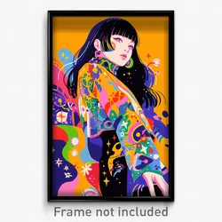 Art Poster - Woman Feeling Jubilation Wearing Gloomy Korean Clothes (Print)