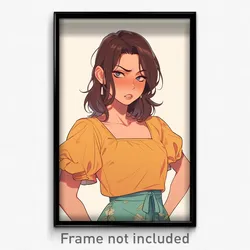 Art Poster - Girl Feeling Unsure Wearing Unique Side Tie (Print)