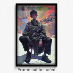 Art Poster - Boy Feeling Disbelief Wearing Thin Grey Legwear (Print)