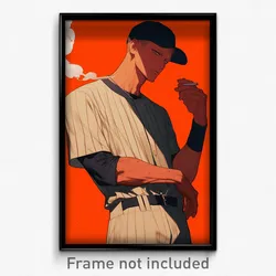 Anime Art Poster - Man Feeling Self Conscious Wearing Smoking Baseball Uniform
