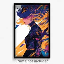 Art Poster - Woman Feeling Self Compassionate, Wonderful Hat Feather (Print)
