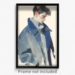 Art Poster - Man Feeling Flakey Wearing Enchanting Blue Coat (Print)