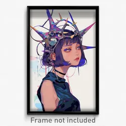 Art Poster - Girl Feeling Mad Wearing Wobbly Headpiece (Print)