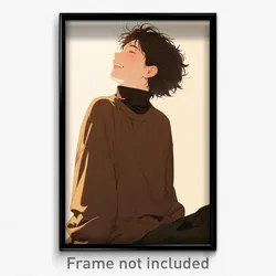Anime Art Poster - Boy Feeling Amusement Wearing Second Hand Turtleneck (Print)