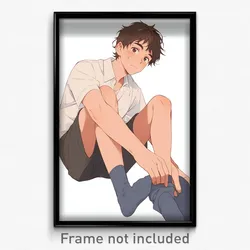Anime Art Poster - Man Feeling Optimistic Wearing Steel Grey Socks (Print)