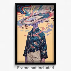 Art Poster - Man Feeling Relaxed Wearing Colorless Hat Bow (Print)
