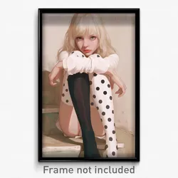 Art Poster - Girl Feeling Discontentment, French Polka Dot Legwear (Print)