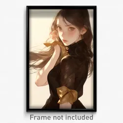 Anime Art Poster - Woman Feeling Aversion Wearing Windy Arm Ribbon