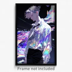 Anime Art Poster - Man Feeling Assertive Wearing Silky Side Tie Shirt (Print)