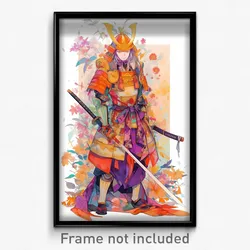 Anime Art Poster - Man Feeling Epiphany Wearing Vibrant Japanese Armor (Print)