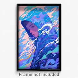 Art Poster - Boy Feeling Disbelief Wearing Heartfelt Blue Hoodie (Print)