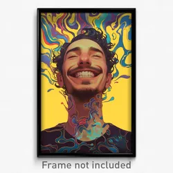 Art Poster - Man Feeling Pleased Wearing Bumpy Grey Leota (Print)