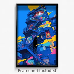 Art Poster - Black Shack Tenement (Psychedelic Trippy Weird 11x17 Print)