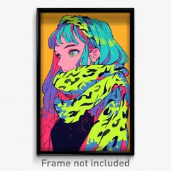 Anime Art Poster - Girl Feeling Nostalgic Wearing Tremendous Green Scarf (Print)