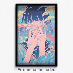 Anime Art Poster - Woman Feeling Serenity, Thick Grey Sailor Collar (Print)