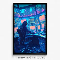 Art Poster - Energetic Stock Trading Floor (Psychedelic Trippy Weird Print)