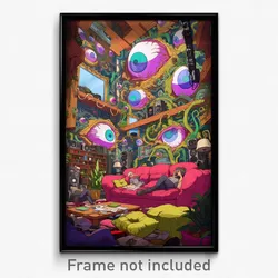 Art Poster - Giant Home Theatre (Psychedelic Trippy Weird 11x17 Print)