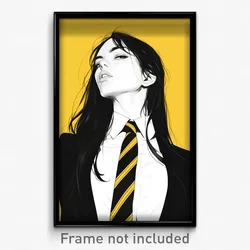 Art Poster - Woman Feeling Enlightened Wearing Humble Striped Necktie (Print)