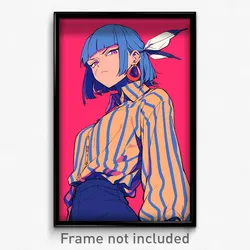 Anime Art Poster - Taiwan Blue Magpie Feeling Grief. Vertical Striped Shirt