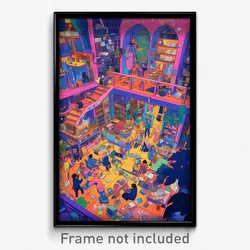Art Poster - Memorable Book Store (Psychedelic Trippy Weird 11x17 Print)