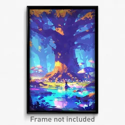 Art Poster - A Mystical Forest Shrouded In Mist, With Ancient Trees And Glowing