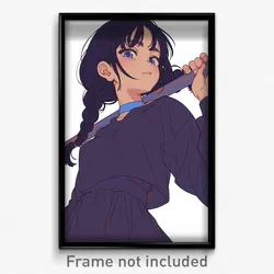 Anime Art Poster - Woman Feeling Arrogant Wearing Silly Blue Collar (Print)