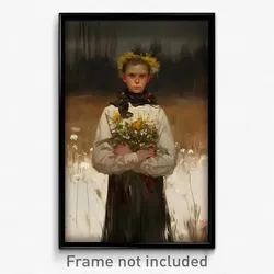 Art Poster - Boy Feeling Brooding Wearing Tremendous Dress Flower (Print)