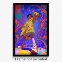 Art Poster - Boy Feeling Jubilation Wearing Violet Mismatched Legwear (Print)