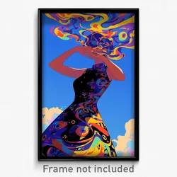 Art Poster - Woman Feeling Powerless Wearing Bulky Print Dress (Print)