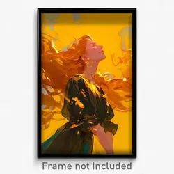 Art Poster - Woman Feeling Joy Wearing Wiry Gold (Print)