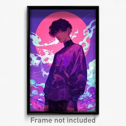 Art Poster - Boy Feeling Calm Wearing Strange Purple (Print)
