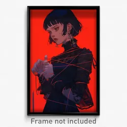 Art Poster - Girl Feeling Negative Wearing Worldly String (Print)