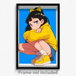 Anime Art Poster - Woman Feeling Annoyed, Astonishing Yellow Footwear (Print)