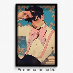 Art Poster - Man Feeling Expectancy Wearing Quirky Pink Bow (Print)