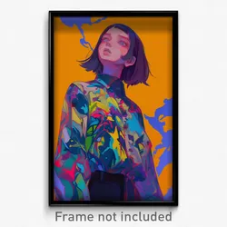 Art Poster - Girl Feeling Baffled Wearing Advanced Loose Clothes (Print)
