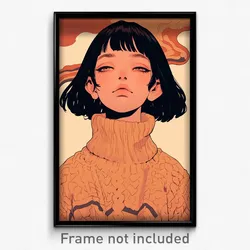 Anime Art Poster - Girl Feeling Sympathy, Tremendous Beige Sweater (Print)