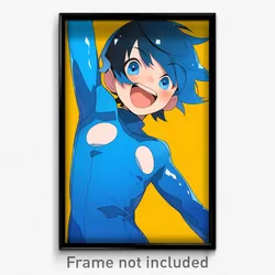 Anime Art Poster - Boy Feeling Excitement, Imaginative Blue Bodysuit (Print)