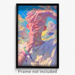 Art Poster - Boy Feeling Dislike Wearing Klutzy Forehead Jewel (Print)