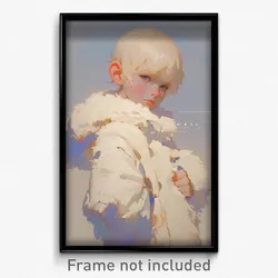 Art Poster - Boy Feeling Uncertainty Wearing Fluffy Costume (Print)