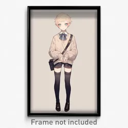 Anime Art Poster - Boy Feeling Miserable, Gentle Mismatched Legwear (Print)